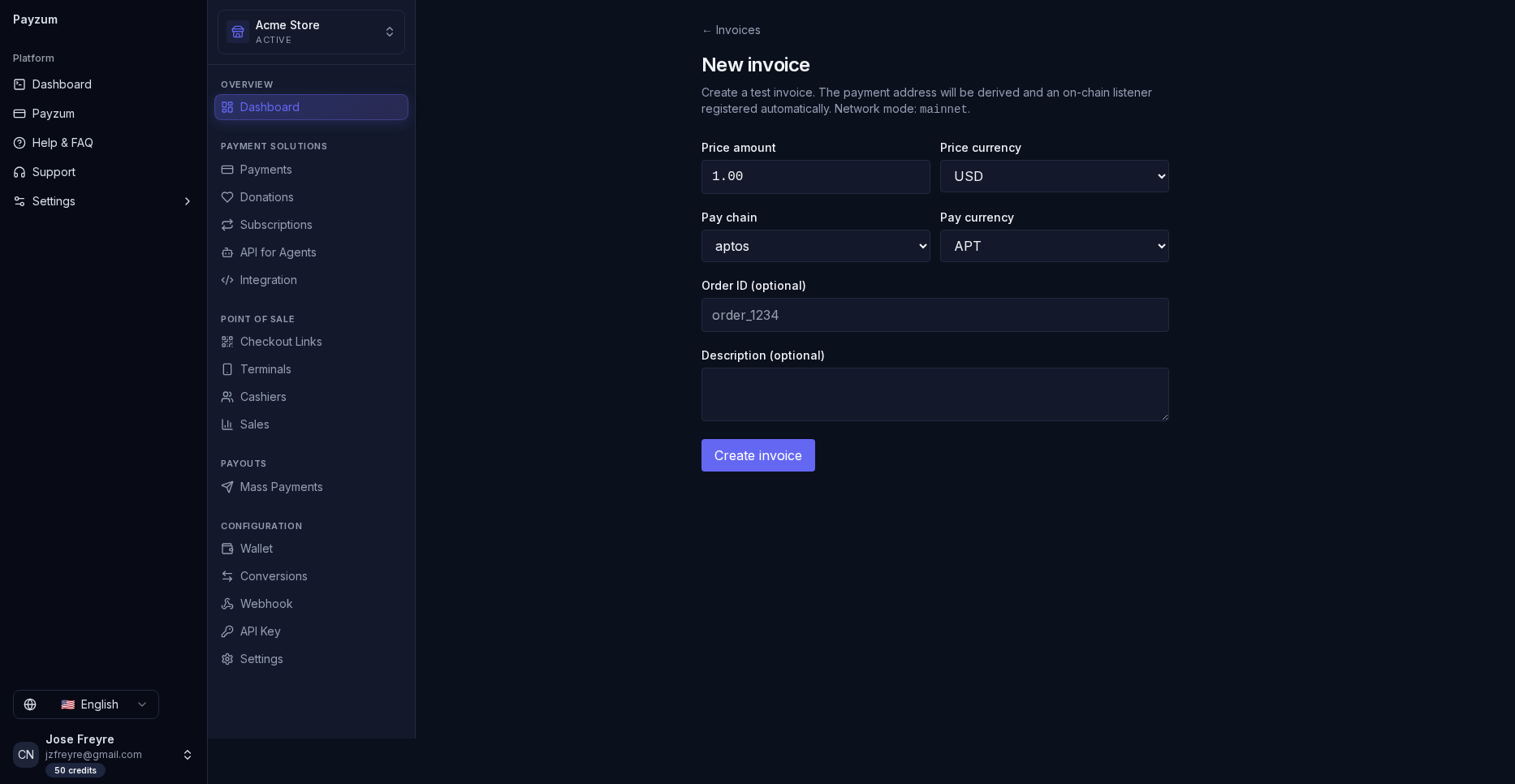 New invoice form